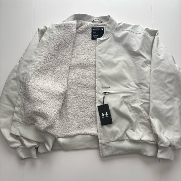 Womens Under Armour Expanse Sherpa Fleece Lined Loose Bomber Jacket XL MSRP $130 - Picture 3 of 8